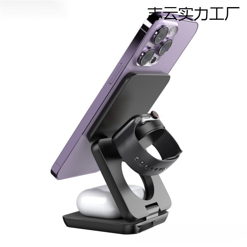 3-in-1 folding wireless charger mobile phone stand quick charge for suction charge