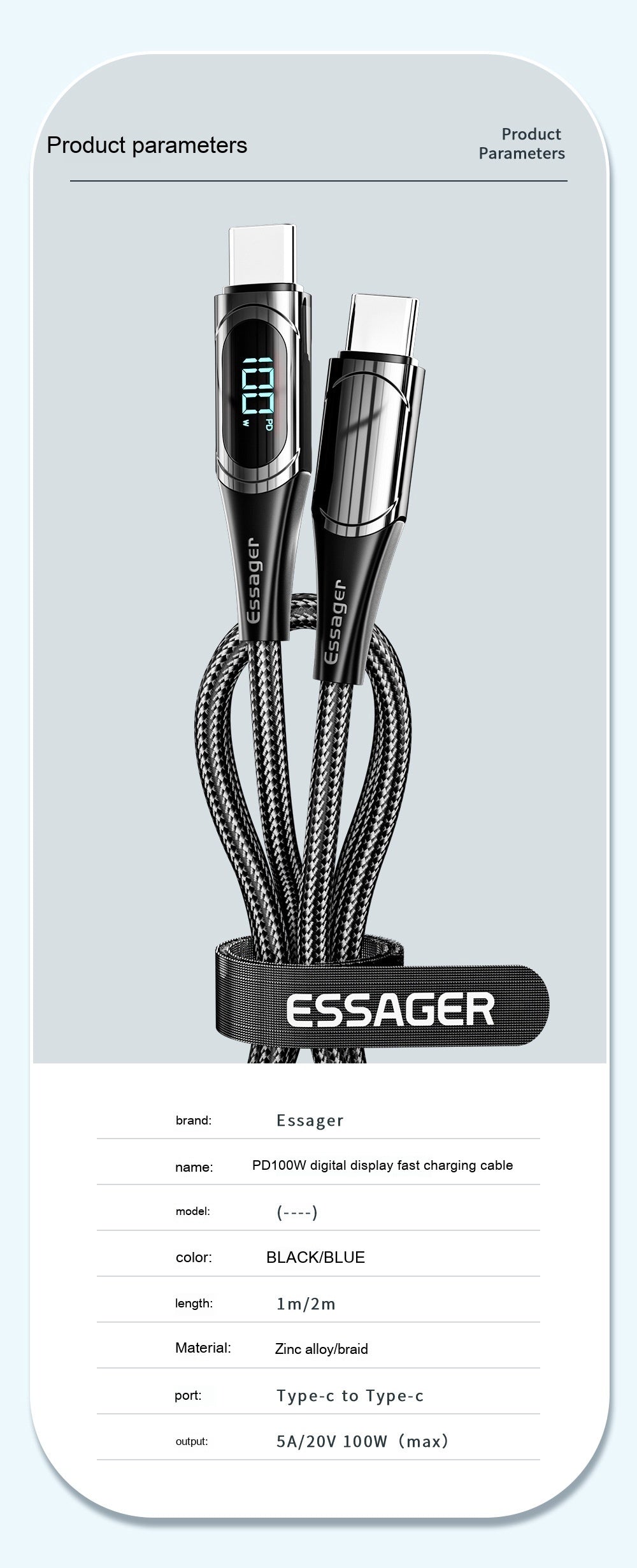 Fast Charge 100W Dual Type-c Super Fast Charge Data Cable